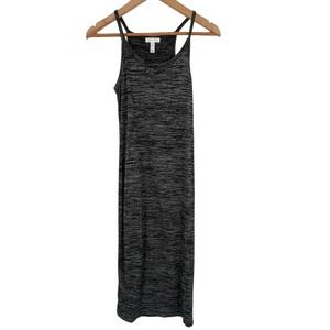 Leith Women's Midi Tank Dress Black and Gray Space Dye‎ Stretch Bodycon S